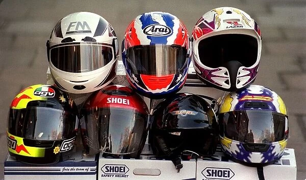 Selection of motorcycle helmets February 1998