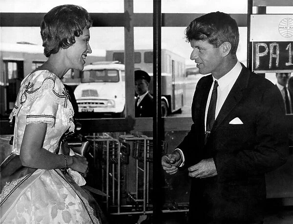 Senator Bobby Kennedy meets 24-year-old Philadelphia teacher Barbara Shearer at London