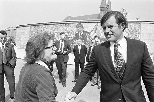 Senator Edward Kennedy and his party at the memorial to his brother, John