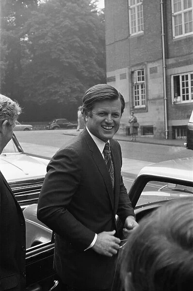 Senator Edward Kennedy seen here leaving Cadbury Schweppes in Bournville following a tour