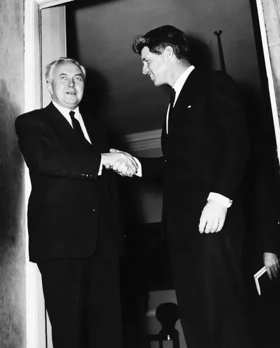 Framed Print : Senator Robert Kennedy with Harold Wilson at Downing Street