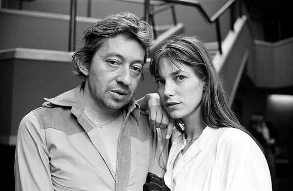 Serge Gainsbourg with Jane Birkin pictured after the show of their film Je t