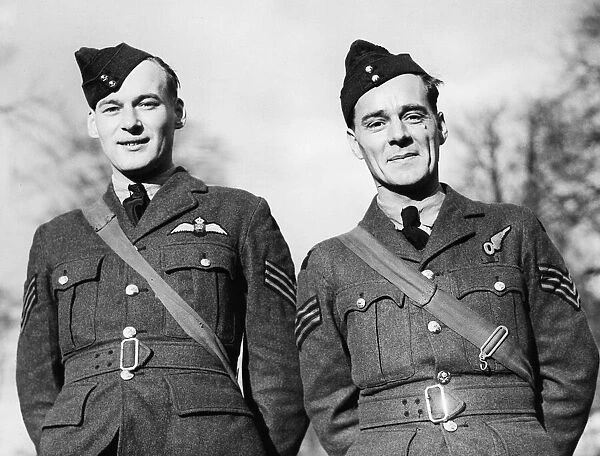 Sergeant pilot and sergeant observer of the Royal Air Force after a reconnaissance flight