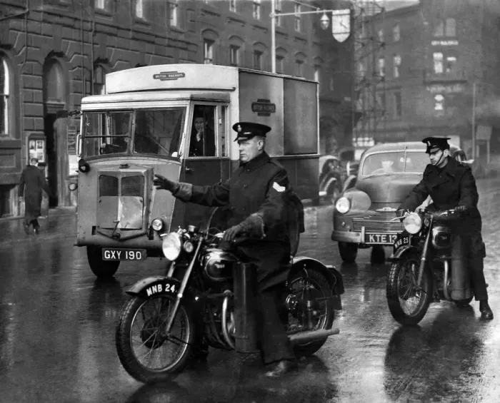 Framed Print : Sergt. Frank White and P. C. Tom Gothorp Manchesters first mobile traffic policemen Framed Print : Sergt. Frank White and P. C. Tom Gothorp Manchesters first mobile traffic policemen