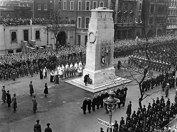 Service of remembrance at the cenotaph, Whitehall. The scene as H. R. H