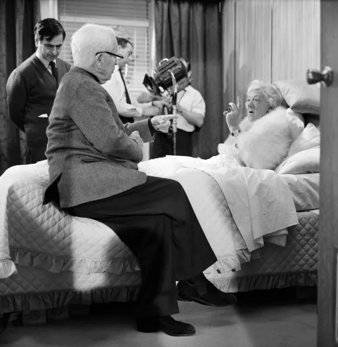 Framed Print : On the set of A Countess from Hong Kong, Charlie Chaplins new film