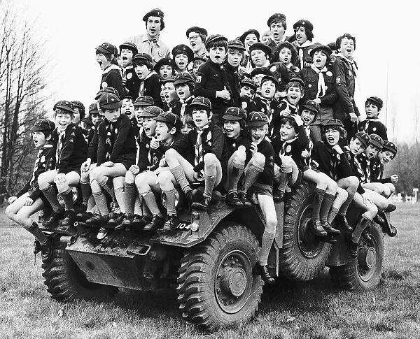 Sixty seven Scouts and cubs clambered onto an army scout car when it called at their camp