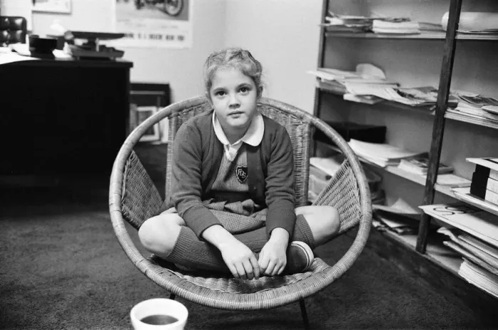 Framed Print : Seven year old child actress Drew Barrymore, the young star of the film E. T Framed Print : Seven year old child actress Drew Barrymore, the young star of the film E. T