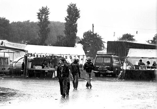 Severe stormy weather with torrential rain and flooding at the annual Summer Exhibition