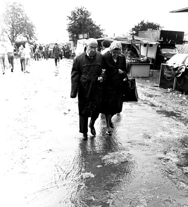 Framed Print : Severe stormy weather with torrential rain and flooding at the annual Summer Exhibition Framed Print : Severe stormy weather with torrential rain and flooding at the annual Summer Exhibition