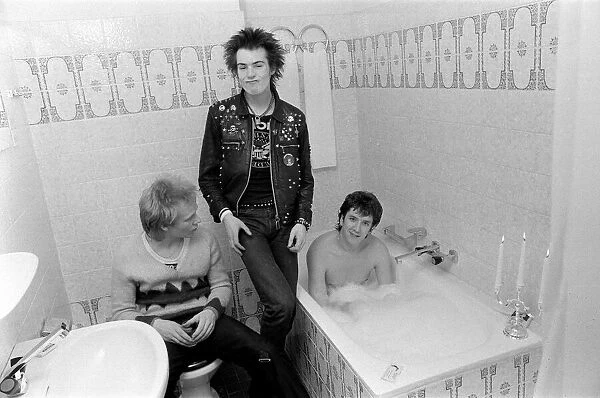 The Sex Pistols in Eindhoven, Holland. Paul Cook, Sid Vicious and Steve Jones