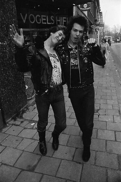 The Sex Pistols in Eindhoven, Holland. Sid Vicious and Steve Jones. 11th December 1977