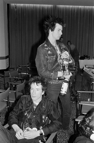The Sex Pistols. Johnny Rotten and Sid Vicious. 10th March 1977. London
