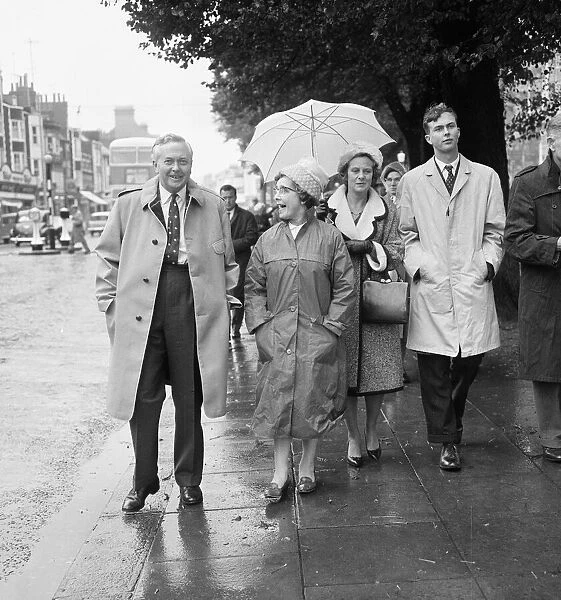 Shadow Foreign Secretary Harold Wilson pictured with wife Mary Wilson