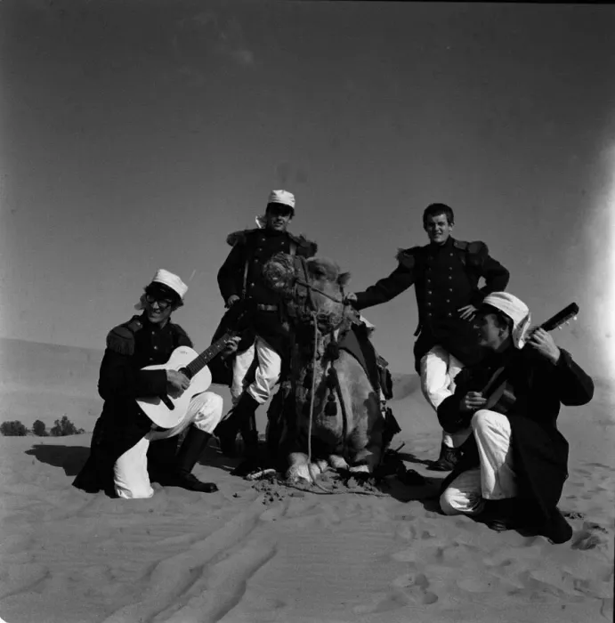 Framed Print : The Shadows with Henry the camel of location for the film Wonderful Life on the Canary