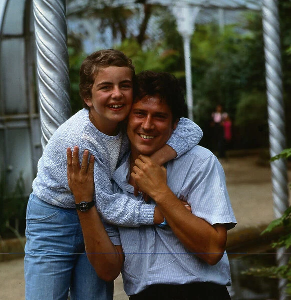 Shakin Stevens singer July 1986 being cuddled by Connie Taylor Connie was in a
