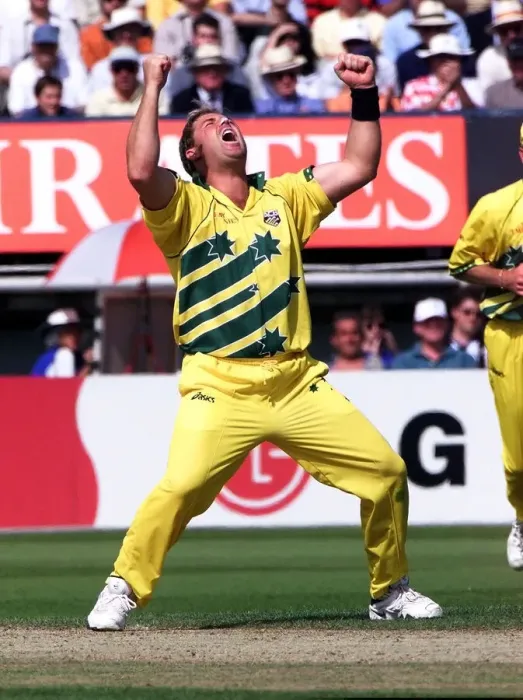 Framed Print : Shane Warne of Australia celebrates after taking a wicket against South Africa in Framed Print : Shane Warne of Australia celebrates after taking a wicket against South Africa in