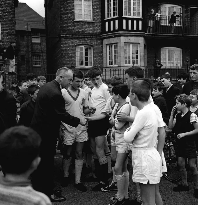 Framed Print : Bill Shankly watched a game of Street football from a flat above Eldon Grove off Framed Print : Bill Shankly watched a game of Street football from a flat above Eldon Grove off