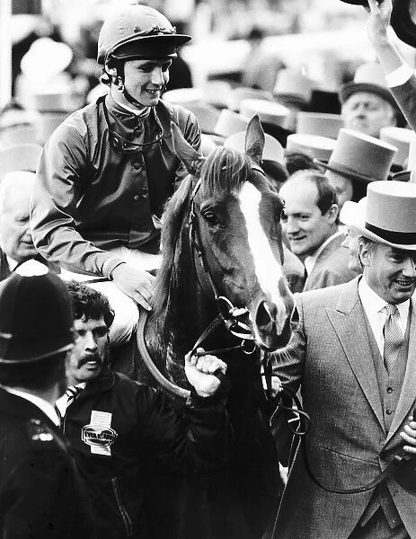Sharastani The 1986 Derby Winner Is Led In By His Owner The Aga Khan With Jockey Walter
