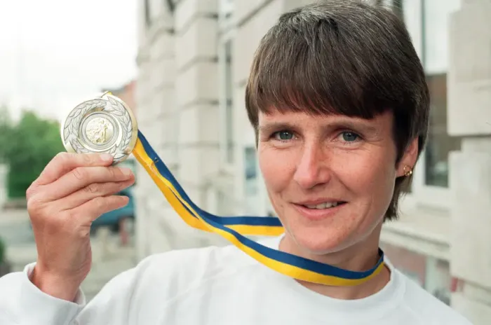Framed Print : Sharon Gayter who was a member of the British Silver Medal winning team at the European Framed Print : Sharon Gayter who was a member of the British Silver Medal winning team at the European