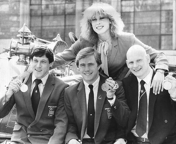 Sharron Davies 1982 Olympic Swimmer lines up with other British medalists Alan Wells