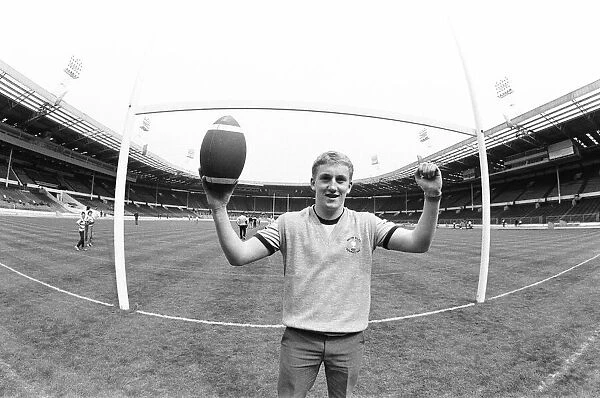 Shaun Edwards of Wigan stands on the Wembley turf for the first time on the eve of