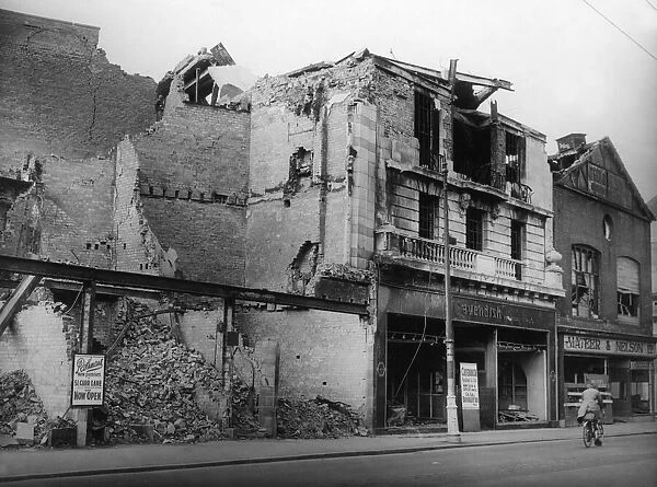 The shells of burnt out shops in Jameson Street, Hull following the German air raid