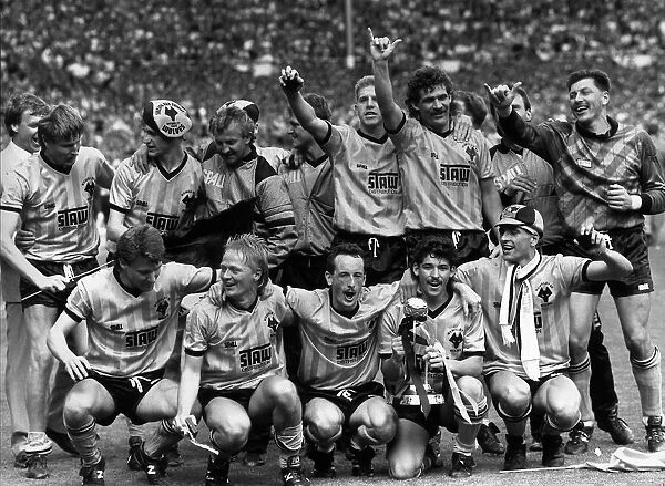 Sherpa Vans Trophy. Winners Wolves celebrate after beating Burnley in the final