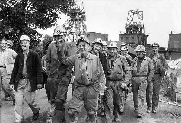 The last shift of miners prepare to go down Boldon Colliery bringing to a close 116 years
