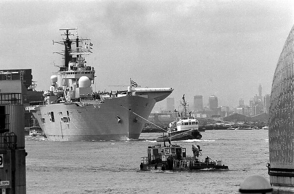 Ship Ark Royal Aircraft Carrier June 1987 at Greenwich London