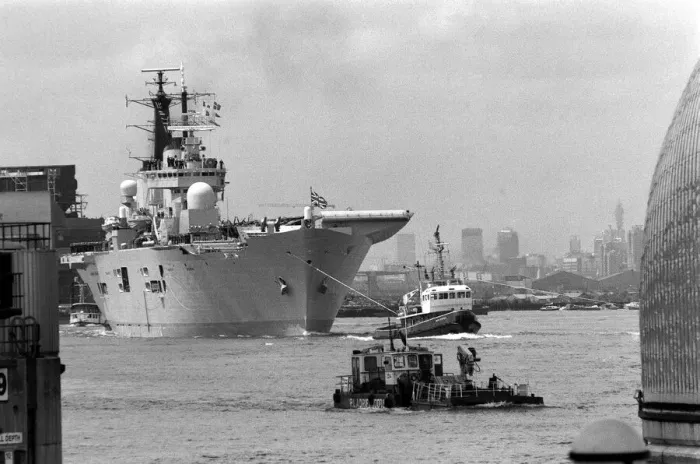 Framed Print : Ship Ark Royal Aircraft Carrier June 1987 at Greenwich London