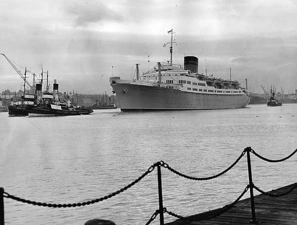 The ship Ocean Monarch (now called Varna) leaves the River Tyne