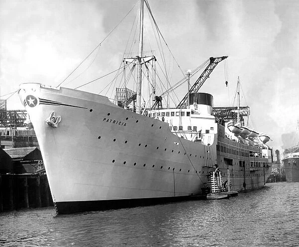 Ship Patricia the Swedish passenger liner leaving the River Tyne