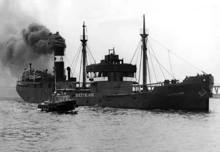 Framed Print : The ship Queensland leaves the Port of Blyth Framed Print : The ship Queensland leaves the Port of Blyth