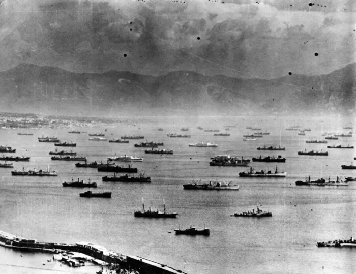 Framed Print : Ships assembled in a port of Southern Italy in preparation for the invasion of Southern Framed Print : Ships assembled in a port of Southern Italy in preparation for the invasion of Southern