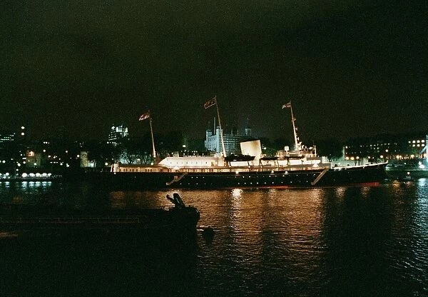 Ships Royal Yacht Britannia moored at Tower Bridge in London November 1997