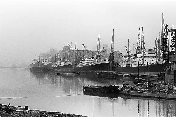 Ships in Victoria Dock pool of London, 21st November 1964