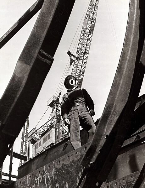 Shipyard worker. Circa 1940s