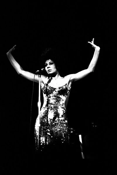 Shirley Bassey performing on stage in concert at Newcastle City Hall 30th April 1971