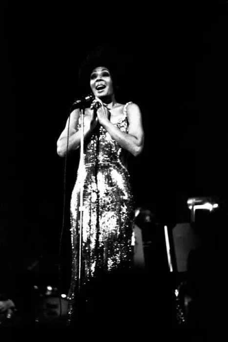 Framed Print : Shirley Bassey performing on stage in concert at Newcastle City Hall 30th April 1971 Framed Print : Shirley Bassey performing on stage in concert at Newcastle City Hall 30th April 1971