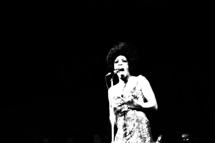 Framed Print : Shirley Bassey performing on stage in concert at Newcastle City Hall 30th April 1971 Framed Print : Shirley Bassey performing on stage in concert at Newcastle City Hall 30th April 1971
