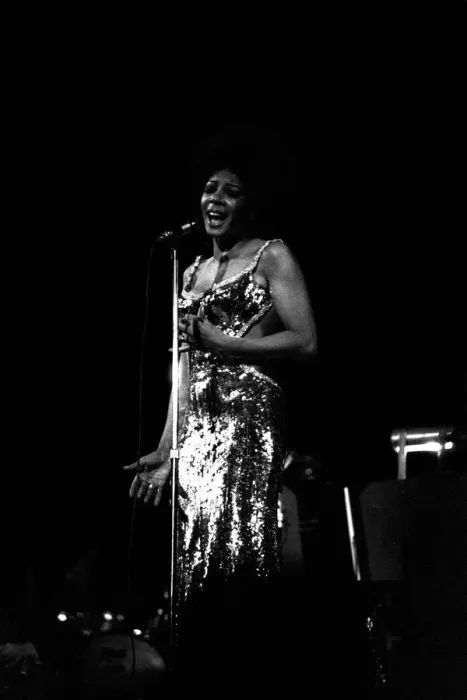 Framed Print : Shirley Bassey performing on stage in concert at Newcastle City Hall 30th April 1971 Framed Print : Shirley Bassey performing on stage in concert at Newcastle City Hall 30th April 1971