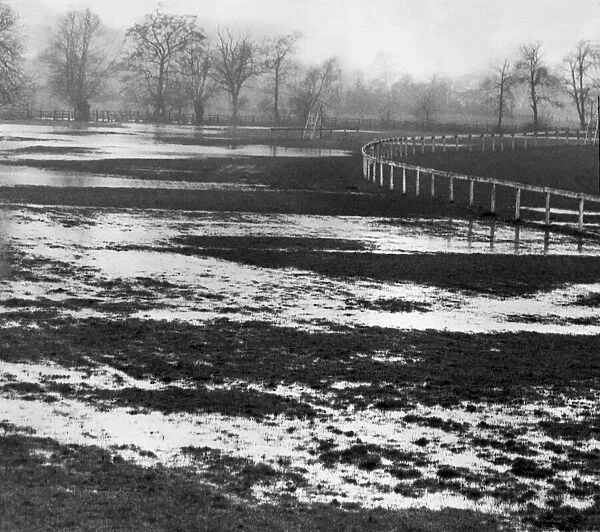 Shirley Park Race Course. A view of the waterlogged condition of the Shirley Park