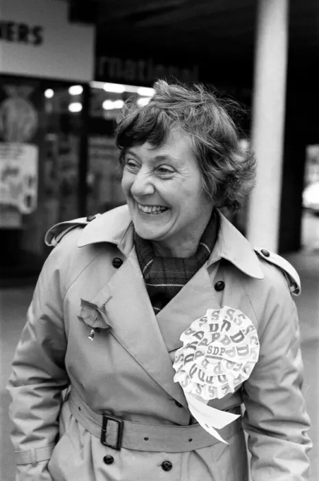 Framed Print : Shirley Williams of the Social Democratic Party getting her election campaign underway as Framed Print : Shirley Williams of the Social Democratic Party getting her election campaign underway as