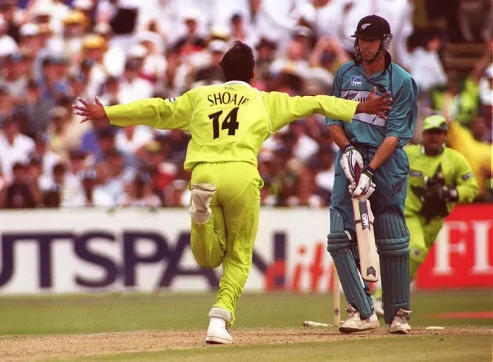 Framed Print : Shoaib Akhtar celebrates his wicket of New Zealand June 1999 captain Stephen Framed Print : Shoaib Akhtar celebrates his wicket of New Zealand June 1999 captain Stephen