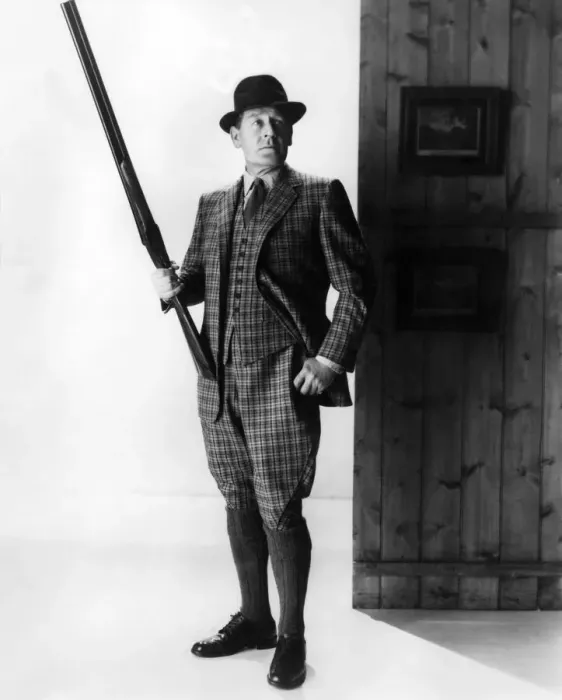 Framed Print : This shooting suit, in green, brown, gold and black check scottish cheviot Framed Print : This shooting suit, in green, brown, gold and black check scottish cheviot