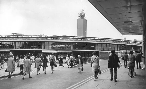 Shoppers milling around at Coventry's Retail Market. 2nd July 1971