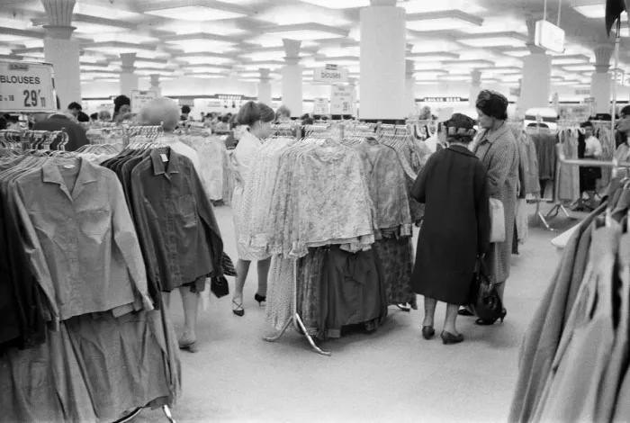 Framed Print : Shoppers in the Oxford Street branch of Marks & Spencer. 7th July 1966 Framed Print : Shoppers in the Oxford Street branch of Marks & Spencer. 7th July 1966