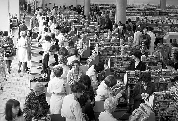 Shoppers in Sainsburys store in Coventry. 25th July 1967