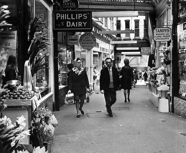 Shopping in one of the Newport shopping arcades, Gwent, Wales. 17th May 1967